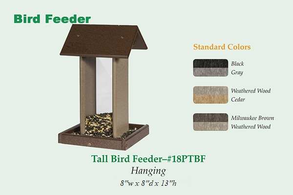 Amish Recycled Poly Tall Hopper Bird Feeder